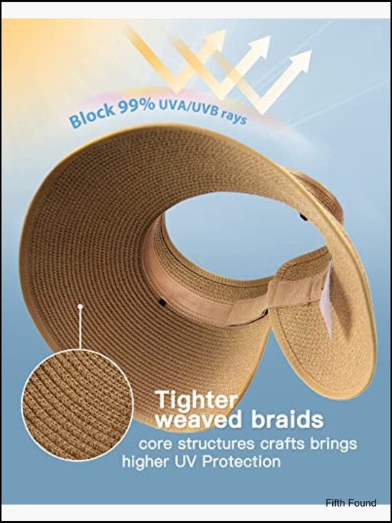 Wide Brim Sun Hat Foldable UPF 80+ Beach Visor Ponytail Opening Adjustable main image 6